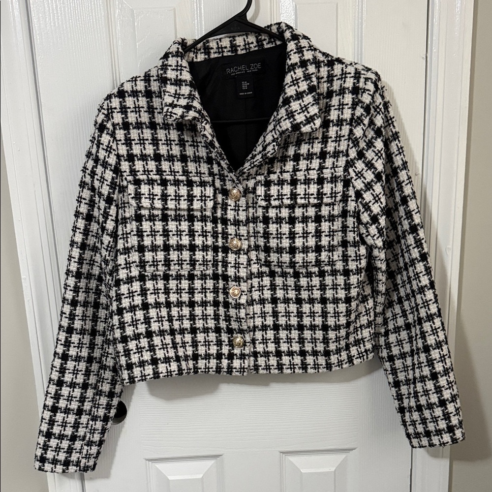 Rachel Zoe Monochrome Checkered Blazer